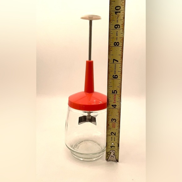 Retro Federal Housewares Orange Nut Chopper Push Top Vegetables Nuts Glass - Picture 7 of 9